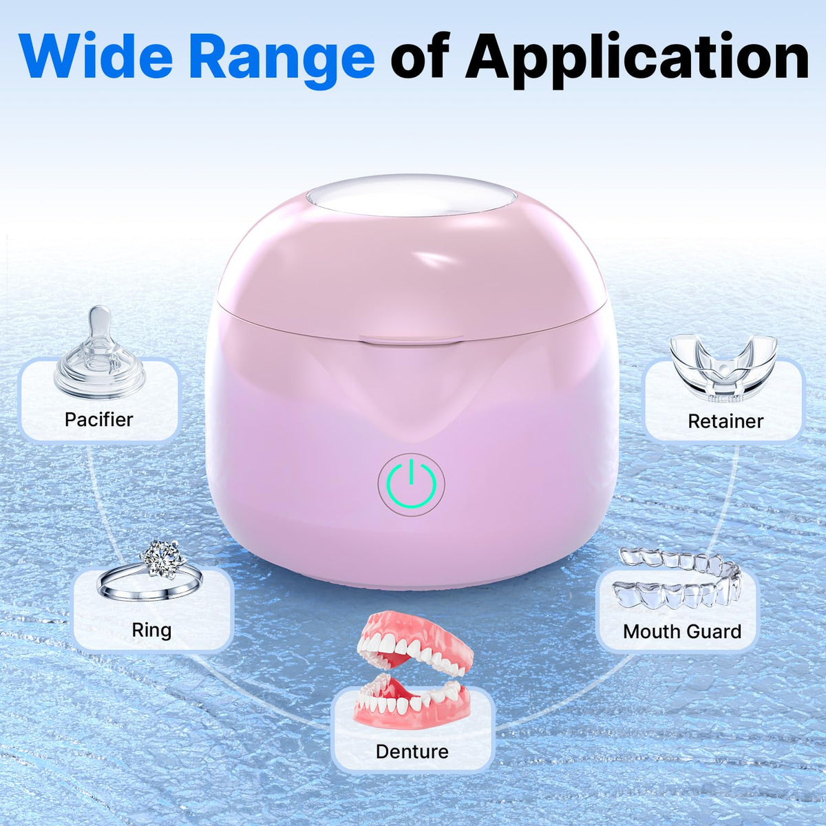 Zolmeron® Ultrasonic Retainer Cleaner - UV Dental Cleaning Pod Night Guard Cleaner for Dentures, Aligner, Braces, Toothbrush Heads, Jewelry