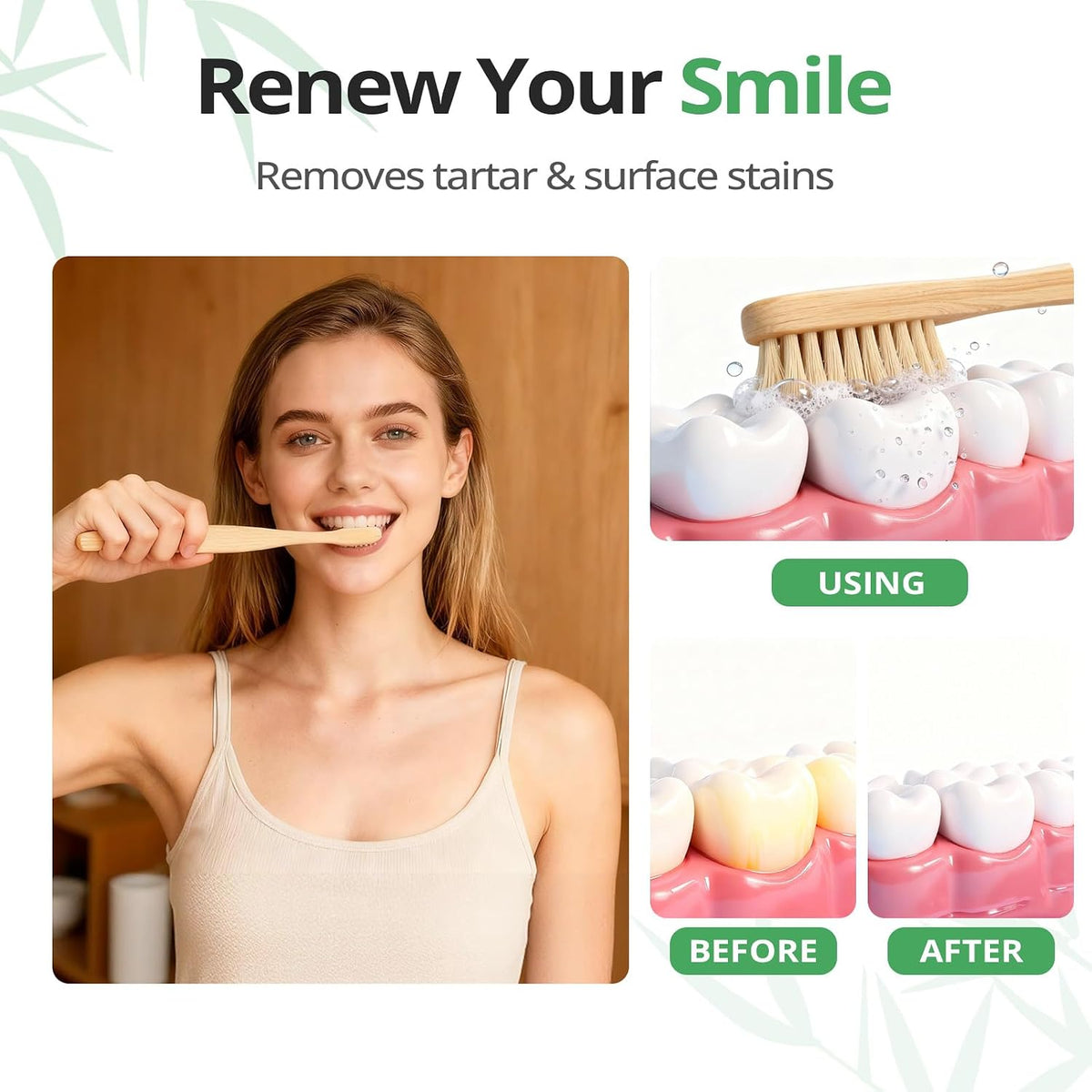 Zolmeron® Bamboo Toothbrushes 12 Pack BPA Free Soft Bristles Toothbrush