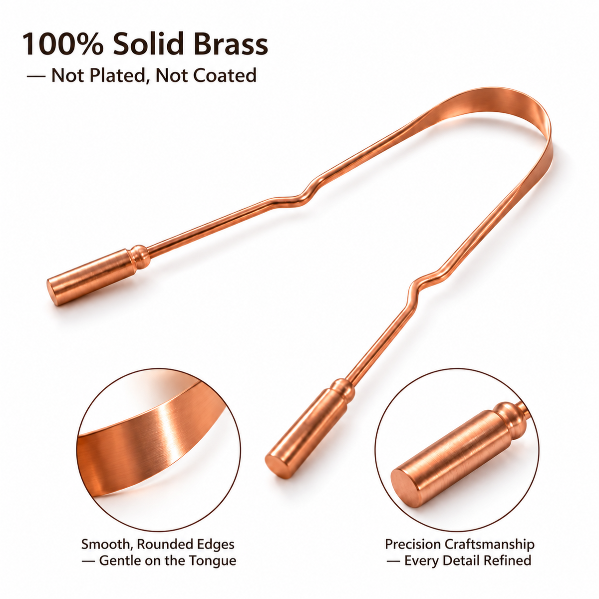 Zolmeron® Copper Tongue Scraper for Adults