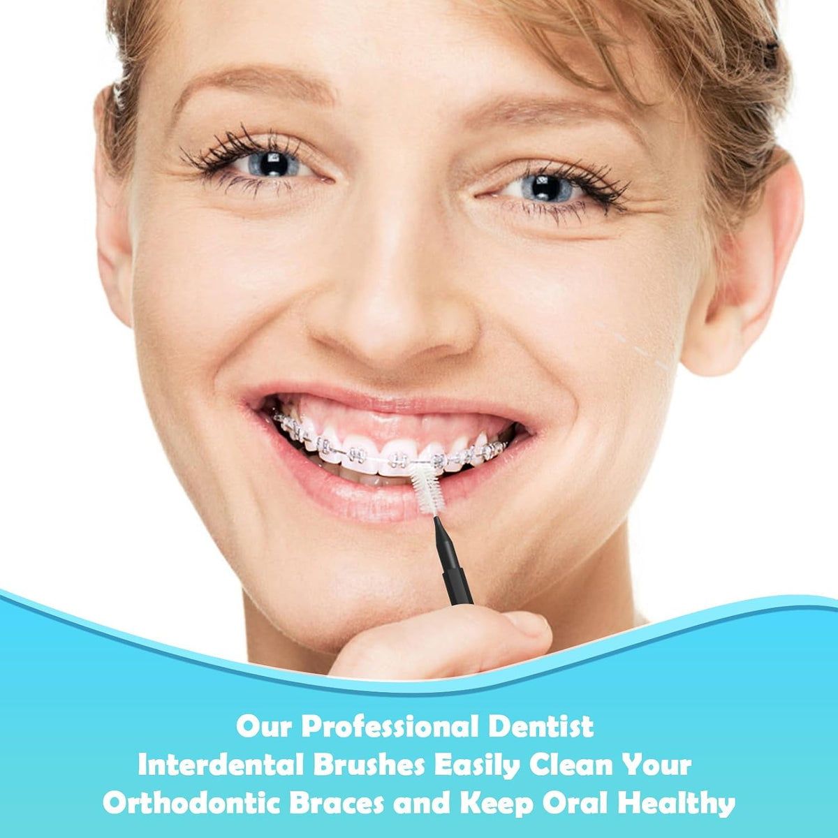 Zolmeron® 120 Pieces Braces Brush Cleaner Orthodontic Flossers Toothpicks Floss Picks for Braces Kit for Teeth Cleaning Tools Spiral Dental Brush Head for Efficient Oral Care Black