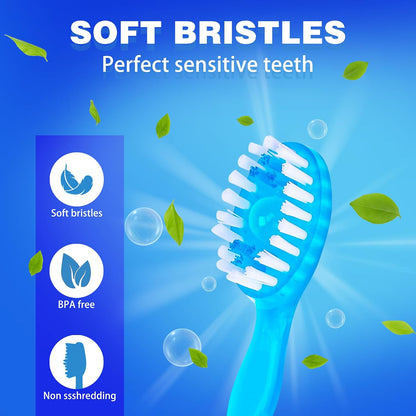 Zolmeron® 5 in 1 Mini Brushes-Disposable Toothbrushes with Toothpaste + Floss + Pick + Tongue Scraper | Travel Size | Individually Wrapped | Soft | Mint