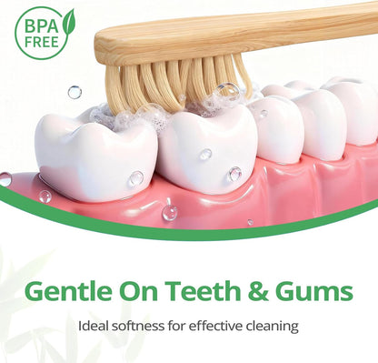 Zolmeron® Bamboo Toothbrushes 12 Pack BPA Free Soft Bristles Toothbrush