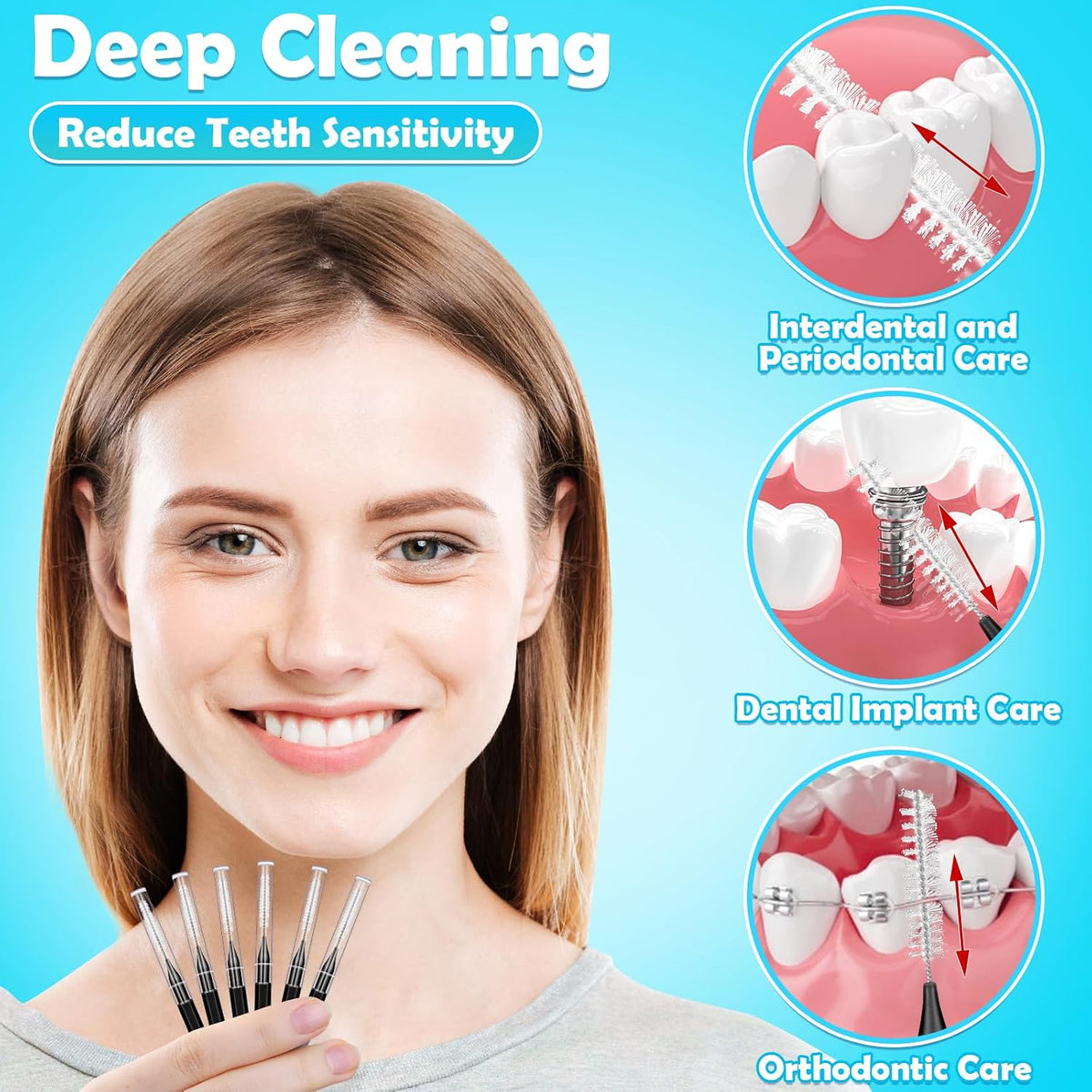 Zolmeron® 120 Pieces Braces Brush Cleaner Orthodontic Flossers Toothpicks Floss Picks for Braces Kit for Teeth Cleaning Tools Spiral Dental Brush Head for Efficient Oral Care Black